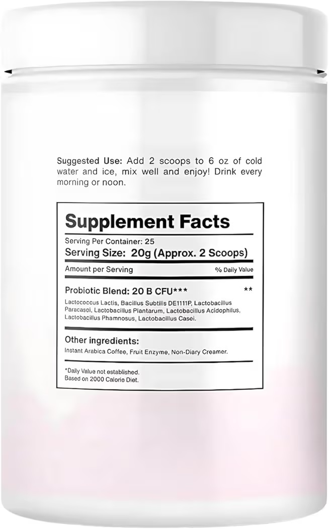 PROBIOTICS: Suplemento Dietético Bella All Natural Iced Coffee 500g