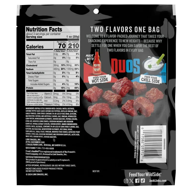 Jack Link’s Pollo DUOS Buffalo-Ranch 8g Proteína 81g