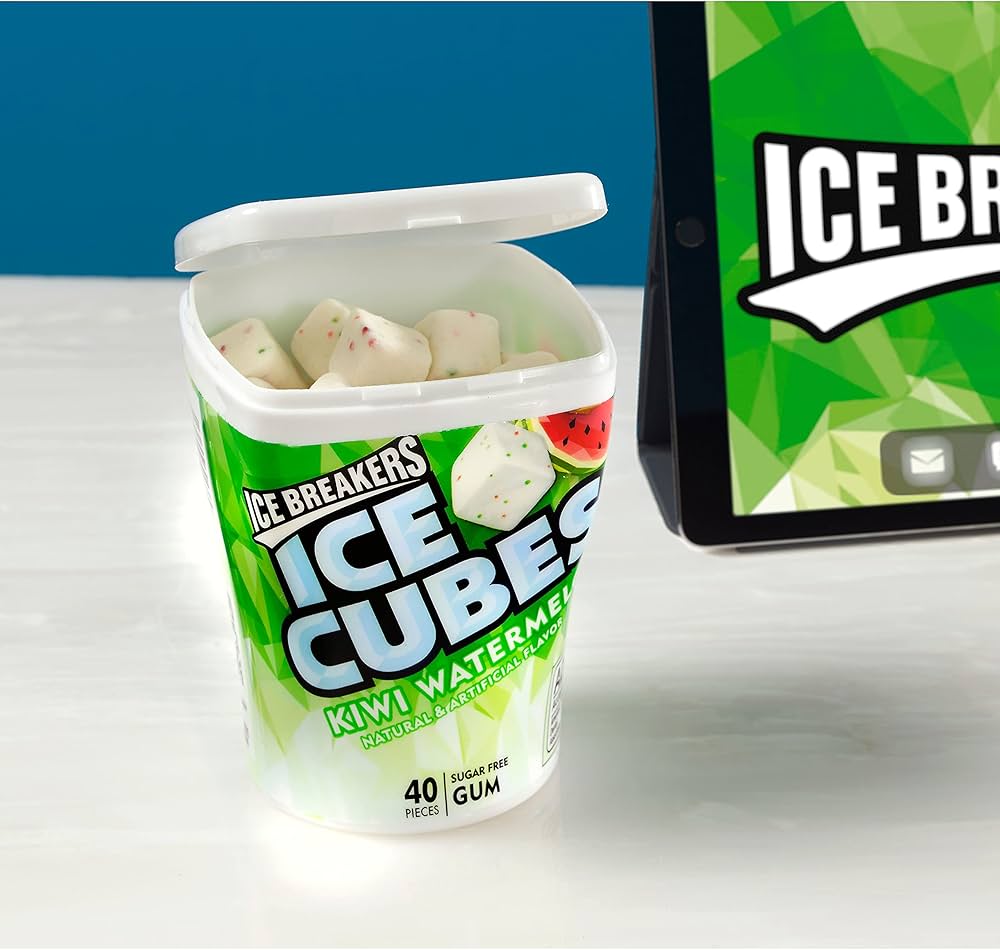 Chicles Ice Cubes Sin Azúcar Kiwi Sandía x40 Unidades