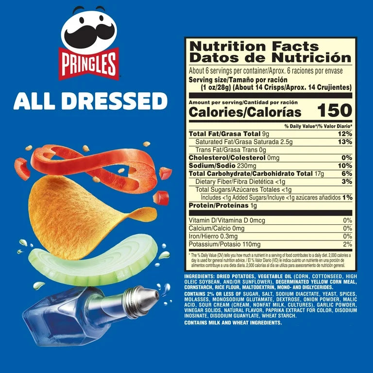 Pringles All Dressed Tomate, Cebolla y Vinagre 155g
