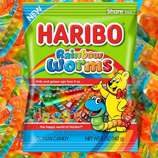 Gomitas Haribo Rainbow Worms Tamaño Grande 140g