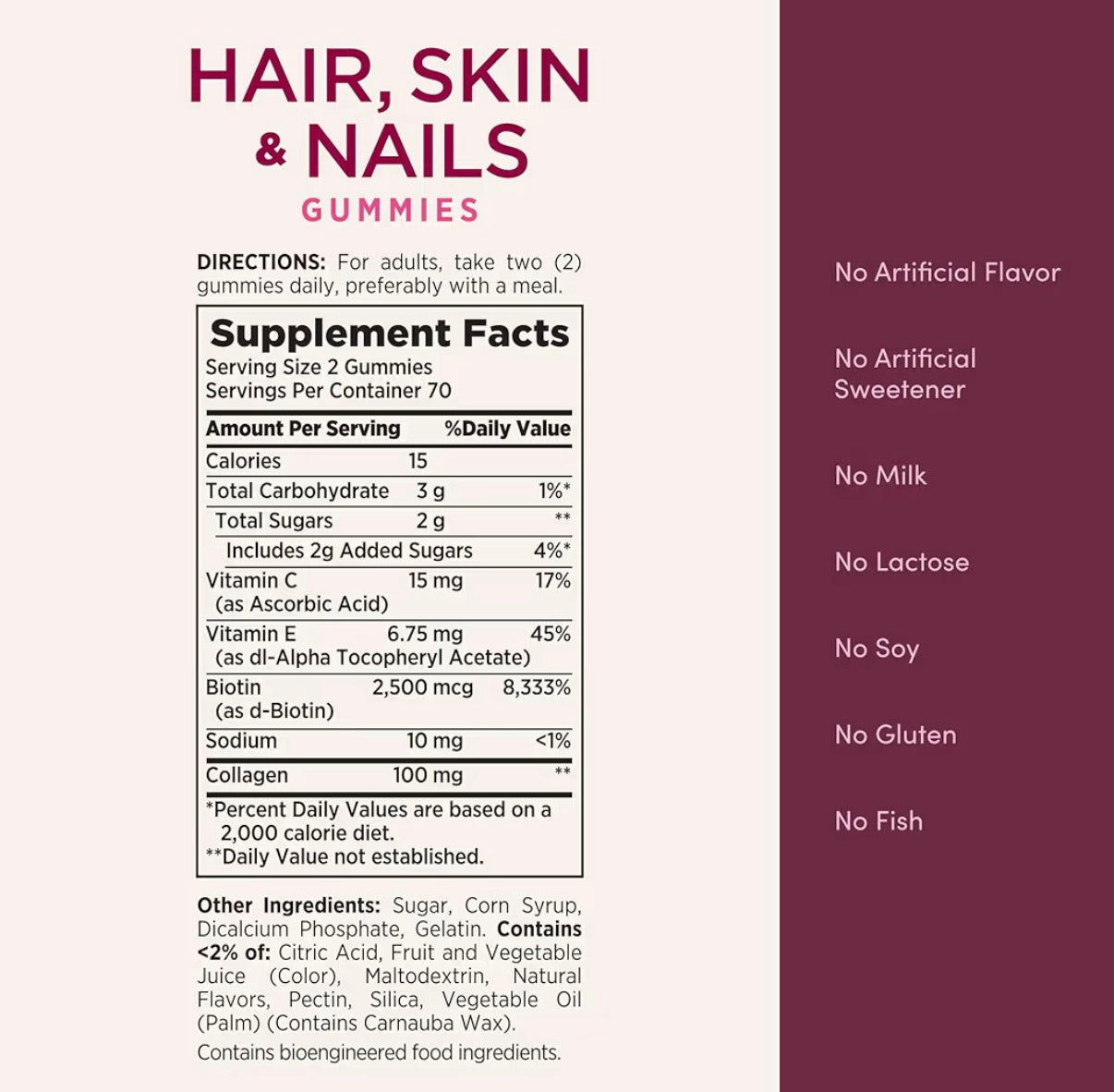 HAIR, SKIN & NAILS: Gomitas Nature’s Bounty Naranja x140 Unidades