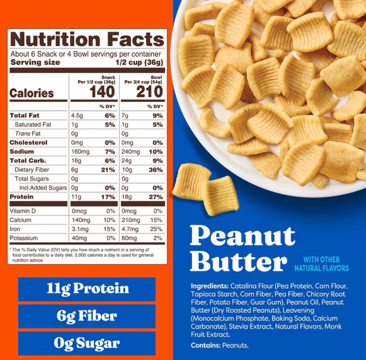 Cereal Proteico Sin Azúcar Catalina Crunch Peanut Butter 227g