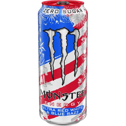 Monster Energy Ultra Red White & Blue Razz Sin Azúcar 473 mL