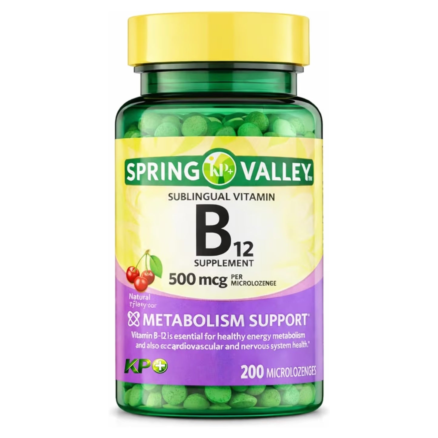 METABOLISM: Micro Pastillas Spring Valley Vitamina B12 Siblingual Sabor Cereza x200 Unidades