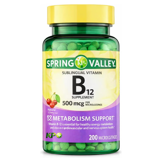 METABOLISM: Micro Pastillas Spring Valley Vitamina B12 Siblingual Sabor Cereza x200 Unidades