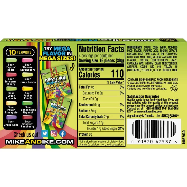 Dulces Frutales Mike and Ike Sour 141g