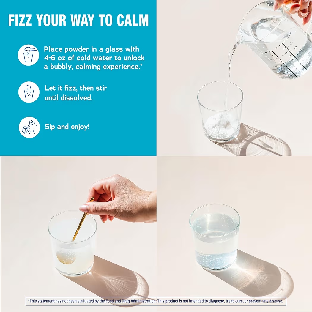 MAXCALM: Mezcla Bebida Relajante Natural Vitality Magnesium Glycinate Sabor Limonada Frambuesa 142g