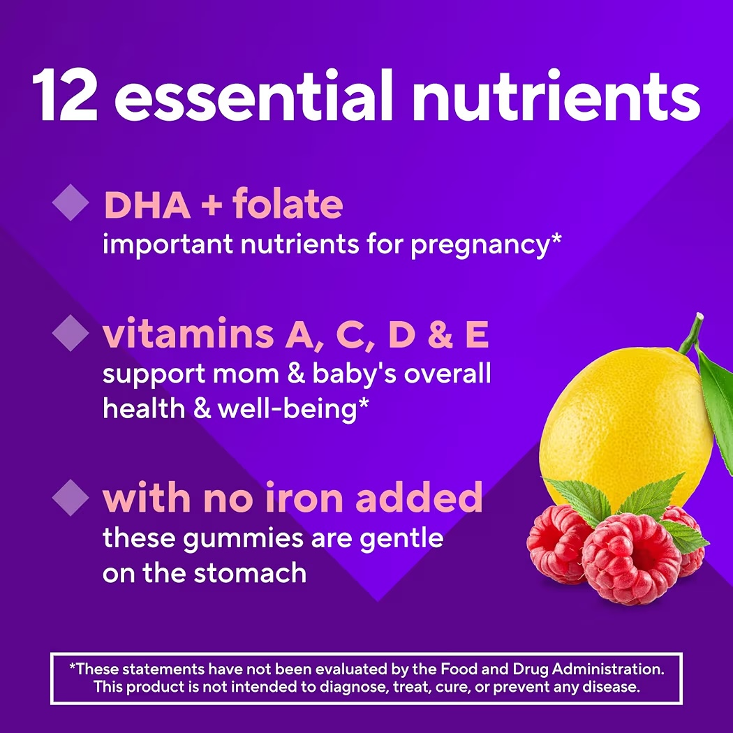 PRENATAL: Gomitas Soporte Mamá & Bebé Vitafusion Raspberry Lemonade x90 Unidades