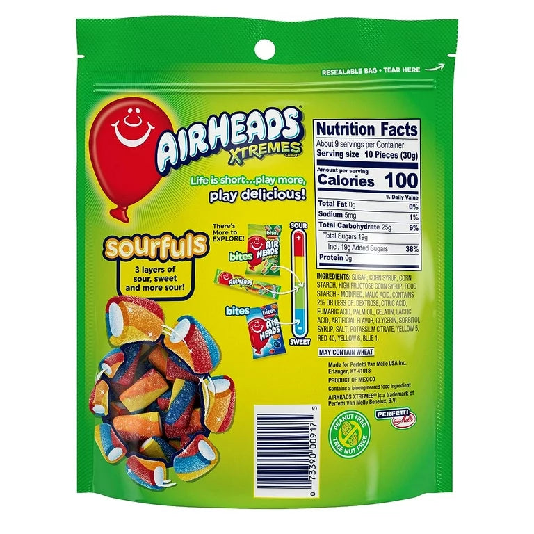 Gomitas Airheads Xtremes Sourfuls Rainbow Berry Tamaño Grande 255g