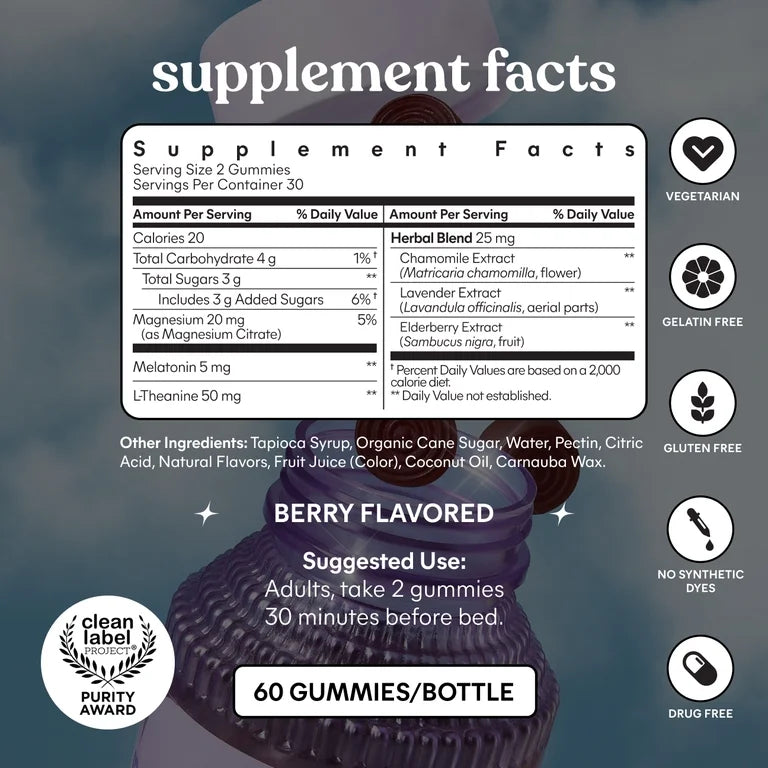 SLEEP: Gomitas Lemme Sleep Melatonin & Magnesium L-Theanine Chamomile x60 Unidades