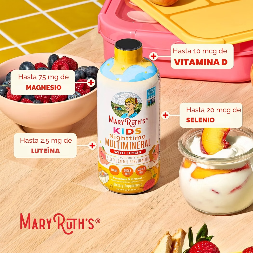 MULTIMINERAL: Liquid Nighttime Mary Ruth’s Kids Peaches & Cream 450 mL