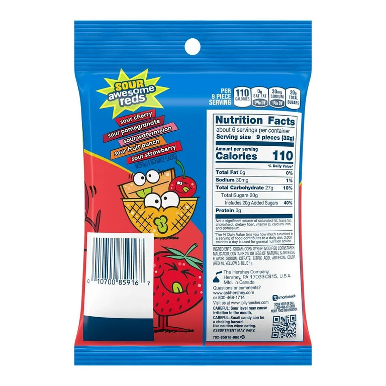 Gomitas Jolly Rancher Sour Frutos Rojos 184g