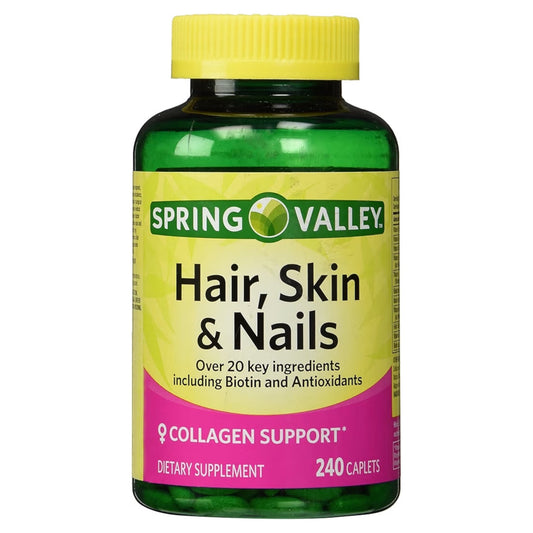HAIR, SKIN & NAILS: Cápsulas Spring Valley Biotina & Antioxidantes x240 Unidades