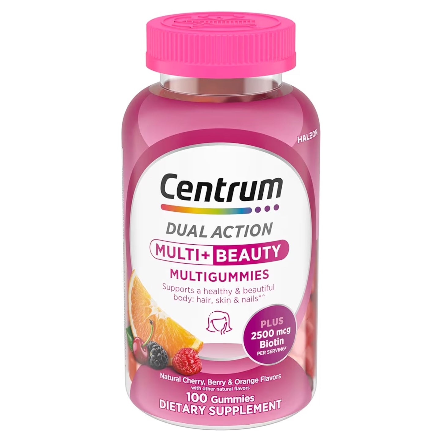 MULTI+BEAUTY: Gomitas Centrum Dual Action + Biotina Frutos Rojos & Naranja x100 Unidades