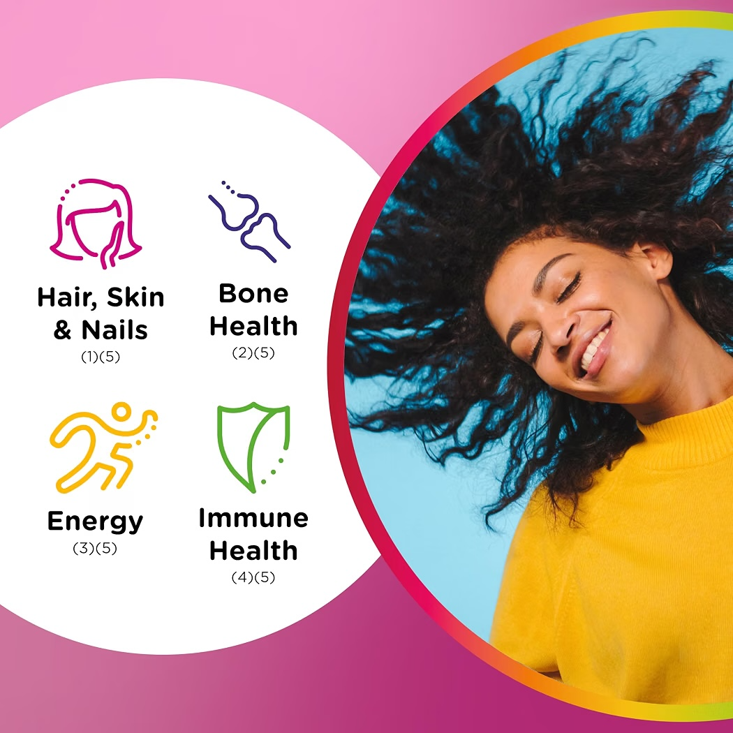 MULTI+BEAUTY: Gomitas Centrum Dual Action + Biotina Frutos Rojos & Naranja x100 Unidades