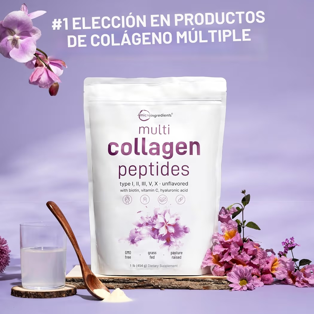 PEPTIDES: Multicolágeno Tipo l, ll, lll, V, X Micro Ingredients Sin Sabor 454g