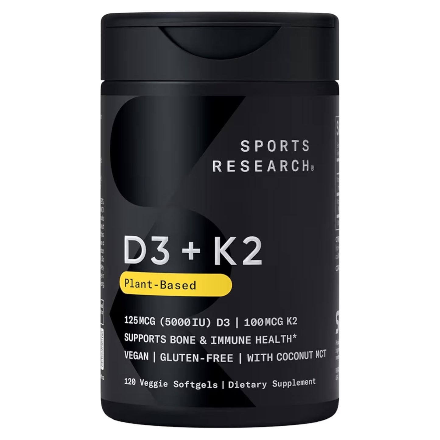 PLANT BASED: Cápsulas Blandas Vitamina D3 + K2 Sports Research x120 Unidades