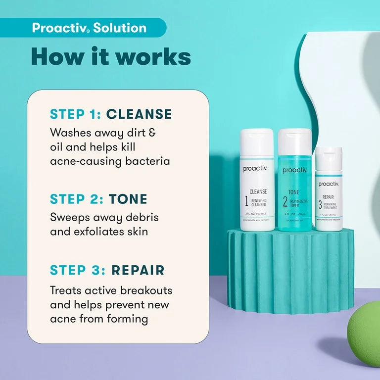 Tratamiento Acné Proactiv Cleanse + Tone + Repair Para 30 Días