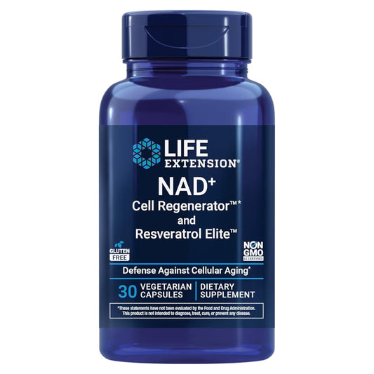 NAD+: Cápsulas Vegetales Life Extension Cell Regenerator + Resveratrol Elite x30 Unidades
