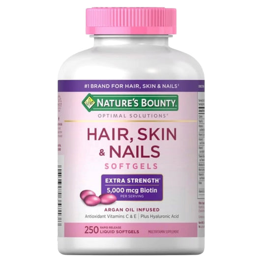 HAIR, SKIN & NAILS: Cápsulas Blandas Nature’s Bounty Extra Strenght x250 Unidades
