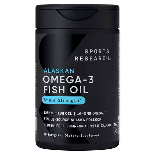 OMEGA 3: Cápsulas Blandas Sports Research Alaskan Omega 3 Fish Oil Triple Strength x90 Unidades