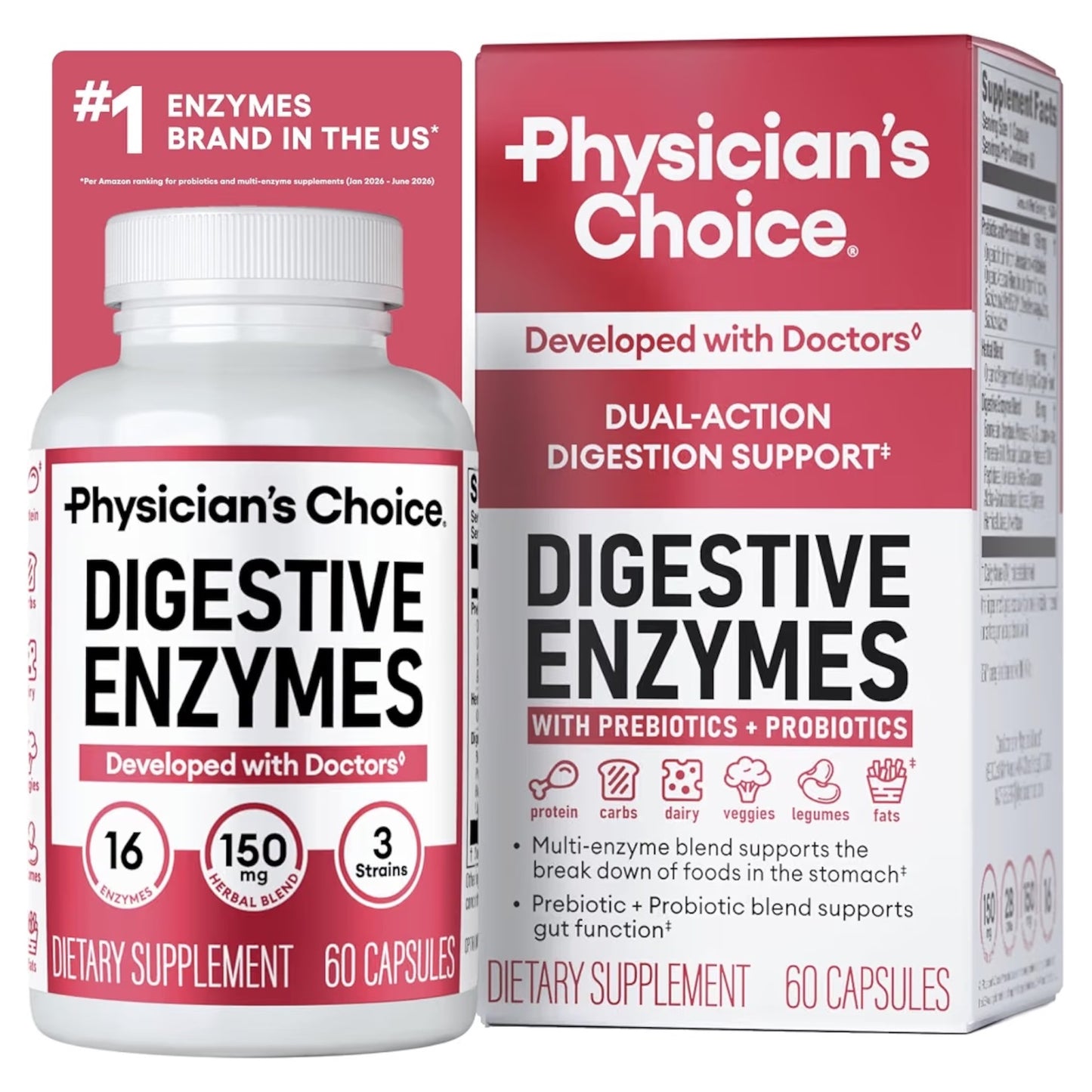 DIGESTIVE: Cápsulas Physician’s Choice Digestive Enzymes Dual Action x60 Unidades