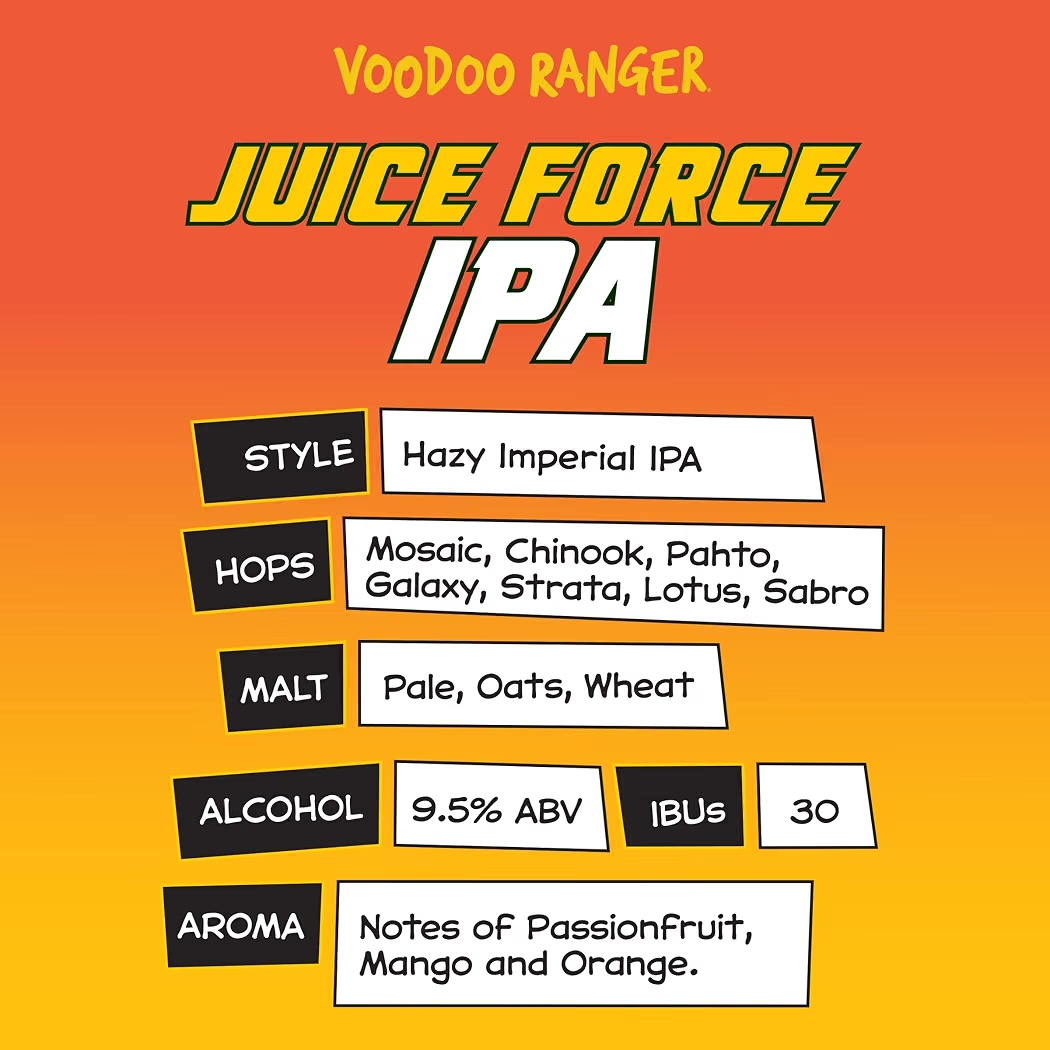 +18: Cerveza Voodoo Ranger New Belgium Juice Force IPA 355 mL