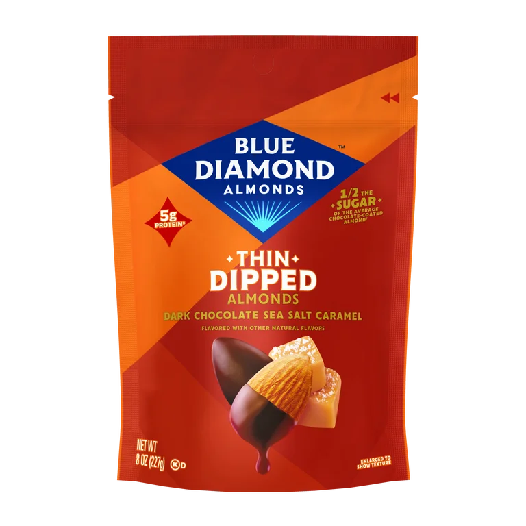Almendras Cubiertas Blue Diamond Dark Chocolate & Sea Salt Caramel Tamaño Grande 227g