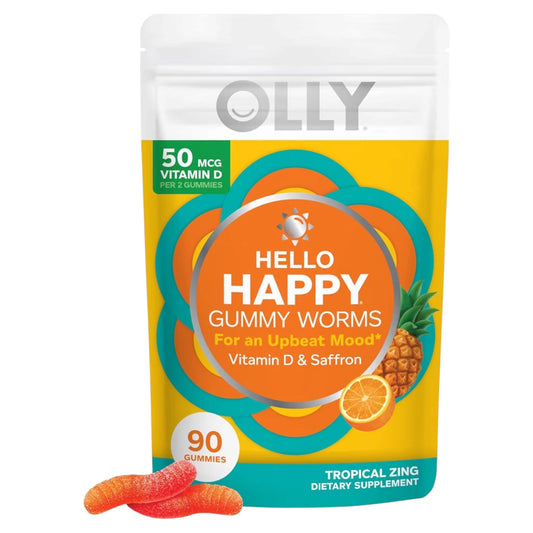 MOOD: Gomitas Olly Hello Happy Vitamina D & Saffron Tropical Zing x90 Unidades