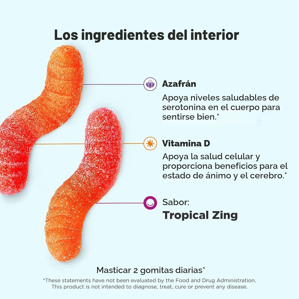 MOOD: Gomitas Olly Hello Happy Vitamina D & Saffron Tropical Zing x90 Unidades