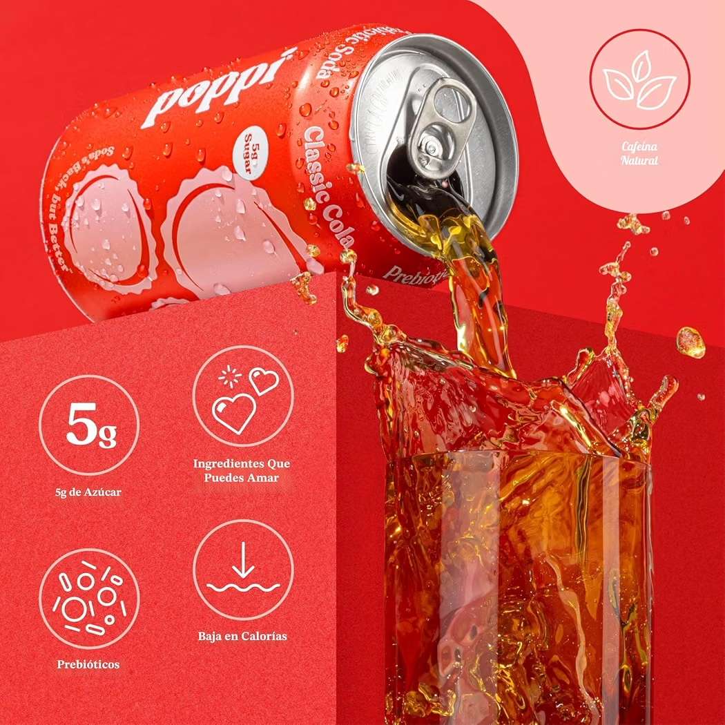 Soda Prebiótica Poppi Classic Cola 355 mL