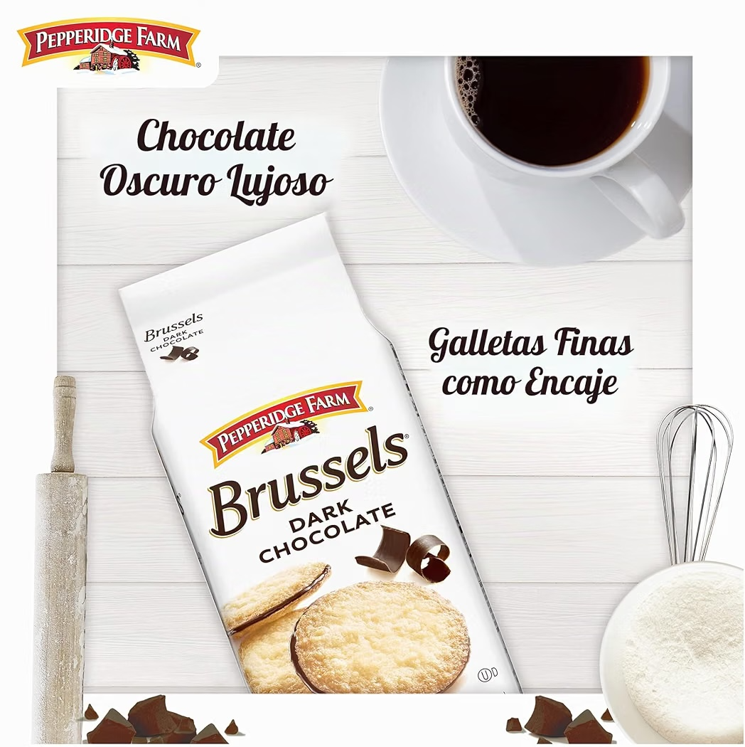 Galletas Rellenas Pepperidge Farm Brussels Dark Chocolate Tamaño Grande 149g