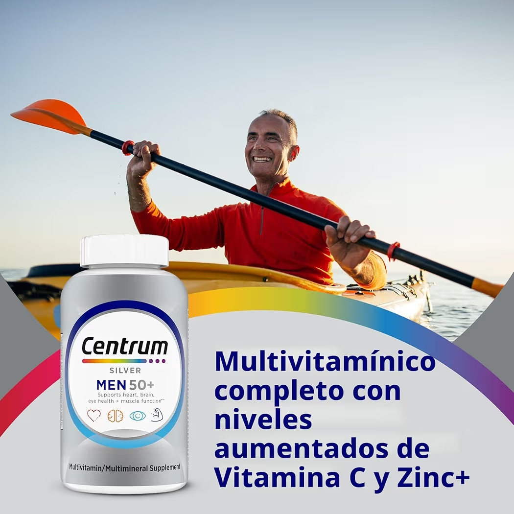 MEN +50: Tabletas Centrum Multivitamínico Silver x100 Unidades