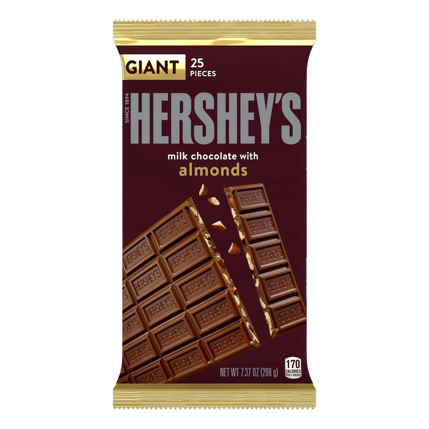 Hershey’s Milk Chocote + Almendras Tamaño Gigante 208g