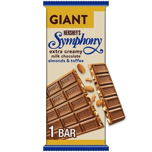 Hershey’s Symphony Milk Chocote Extra Cremoso + Almendras & Toffee Tamaño Gigante 208g