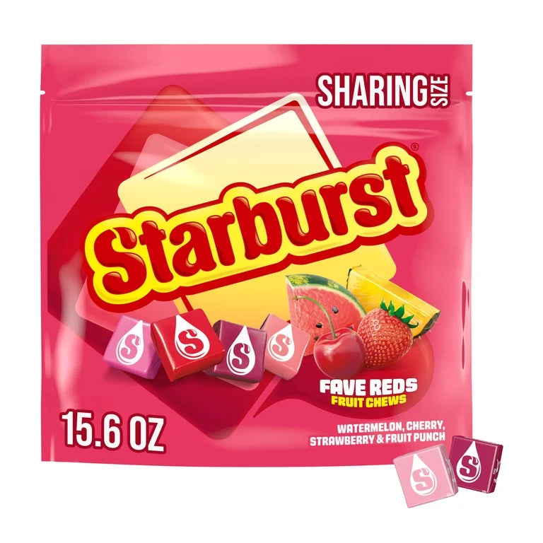 Caramelos Masticables Starburst FaveReds Fruit Chews Tamaño Grande 442g