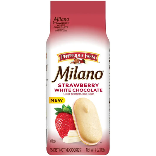 Galletas Rellenas Pepperidge Farm Milano Fresa + Chocolate Blanco Tamaño Grande 198g