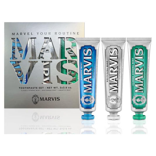 Pasta Dental Marvis Pack x3 Unidades Italia - Aquatic Mint, Whitening Mint, Classic Strong Mint