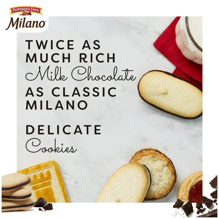 Galletas Rellenas Pepperidge Farm Milano Double Milk Chocolate Tamaño Grande 213g