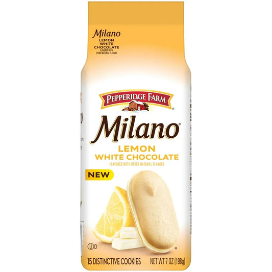 Galletas Rellenas Pepperidge Farm Milano Limón + Chocolate Blanco Tamaño Grande 198g