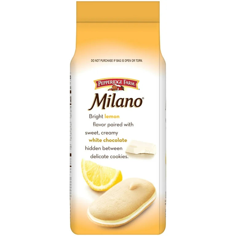 Galletas Rellenas Pepperidge Farm Milano Limón + Chocolate Blanco Tamaño Grande 198g