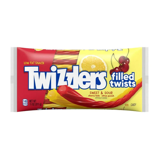 Caramelos Masticables Twizzlers Filled Twists Naranja & Cereza Tamaño Grande 311g