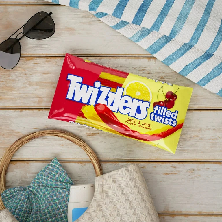 Caramelos Masticables Twizzlers Filled Twists Naranja & Cereza Tamaño Grande 311g