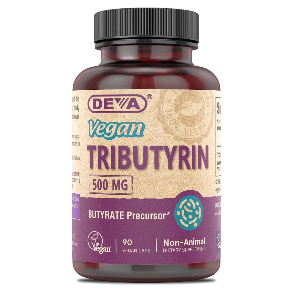 Cápsulas Veganas Deva Tributyrin Butyrate Precursor 500mg x90 Unidades