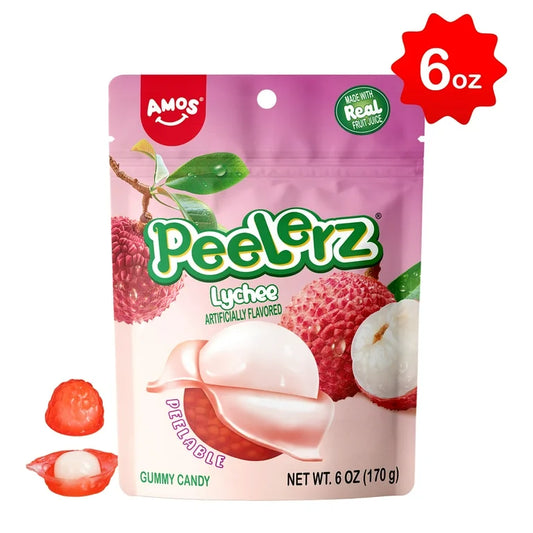 Gomitas de Lychee Pelables Amos Peelerz Tamaño Grande 170g