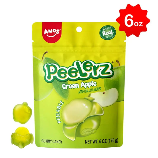 Gomitas de Manzana Verde Pelables Amos Peelerz Tamaño Grande 170g