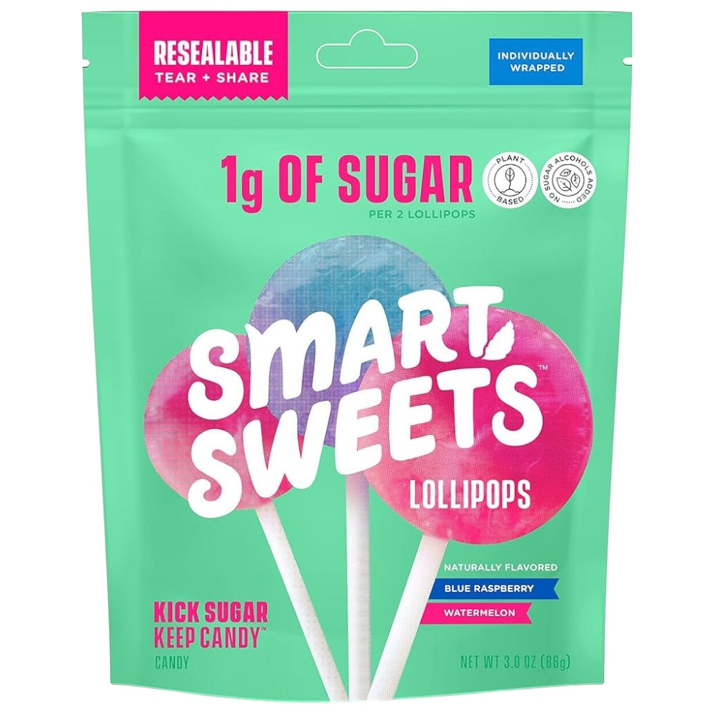 Chupetas Smart Sweets Bajas en Azúcares Surtidas Tamaño Grande 86g