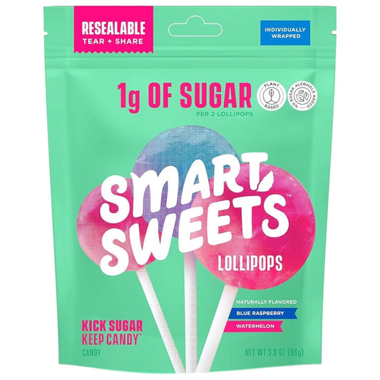 Chupetas Smart Sweets Bajas en Azúcares Surtidas Tamaño Grande 86g