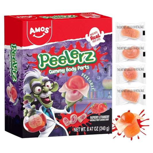 HALLOWEEN: Gomitas Amos Peelerz Gummy Body Parts Raspberry & Strawberry x40 Unidades Aprox. - 240g